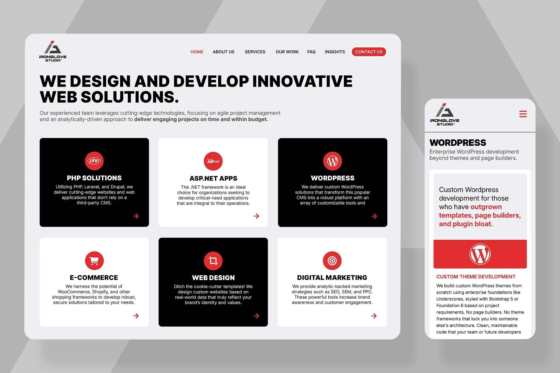 IronGlove Studio Website Redesign